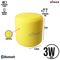 Mini Caixa de Som Portátil Recarregável 3W RMS Bluetooth TWS Macaron XDG-80 Xtrad - Amarelo Pastel
